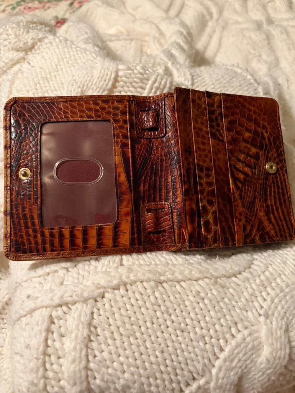 Men's Brown Croc-Embossed Leather Wallet